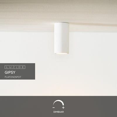Lucide Gipsy loftspot, 1xGU10, 220-240V, IP20, Hvid gips, cylindrisk moderne design Ø7cm