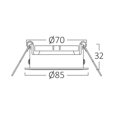 Braytron GU10 indbygget LED spotlys, maks. 35W, IP20, rund aluminium Hvid-Sort, 85mm udskæring 70mm