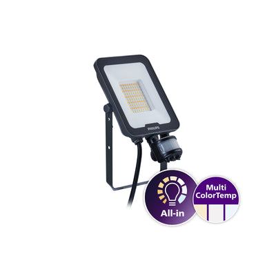 Philips LED projektør 30W IP65 3300-3600 lumen 3000K 4000K 6500K Gråt kabinet IK07 udendørs belysning