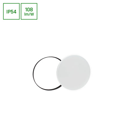 Spectrum LED loftarmatur med sensor 18W 3000K 1950 lumen 230V IP54 IK04 Hvid Sort rund
