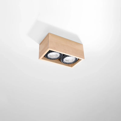 Sollux Lighting QUATRO 2 LED loftspot naturligt træ, IP20, 220-240V, CRI 80, mat guld aluminium