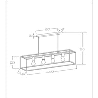 Lucide RUBEN pendellampe, 4xE27 fatninger, Sort & Satin messing, metalarmatur, 1520mm højde, IP20 dæmpbar