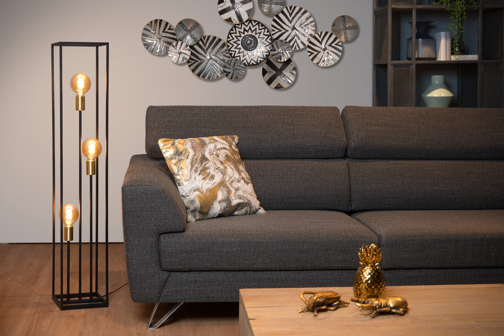 Lucide RUBEN gulvlampe, 3xE27 fatninger, 220-240V, IP20, Metal Mat Sort, Retro stil, 1200mm højde