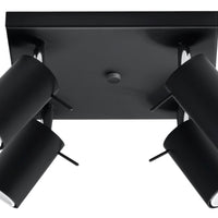 Led plafondspot zwart ring - adjustable 4x gu10 sockets for home lighting