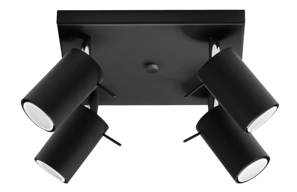 Led plafondspot zwart ring - adjustable 4x gu10 sockets for home lighting