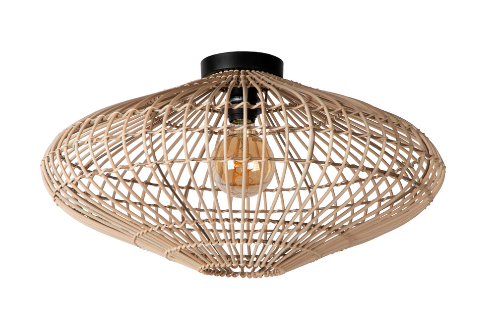 Lucide MAGALI loftlampe, 1xE27, maks. 40W, skandinavisk rattan og metal, Ø56cm, IP20, naturlig finish