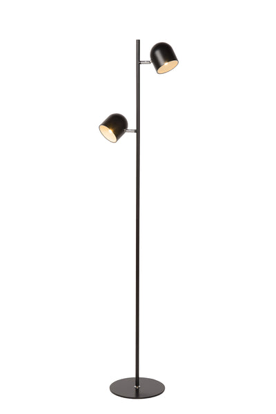 Lucide SKANSKA floor lamp, LED 2x5W 3000K, touch dimmable, rotatable head, modern Black metal, 1410mm height