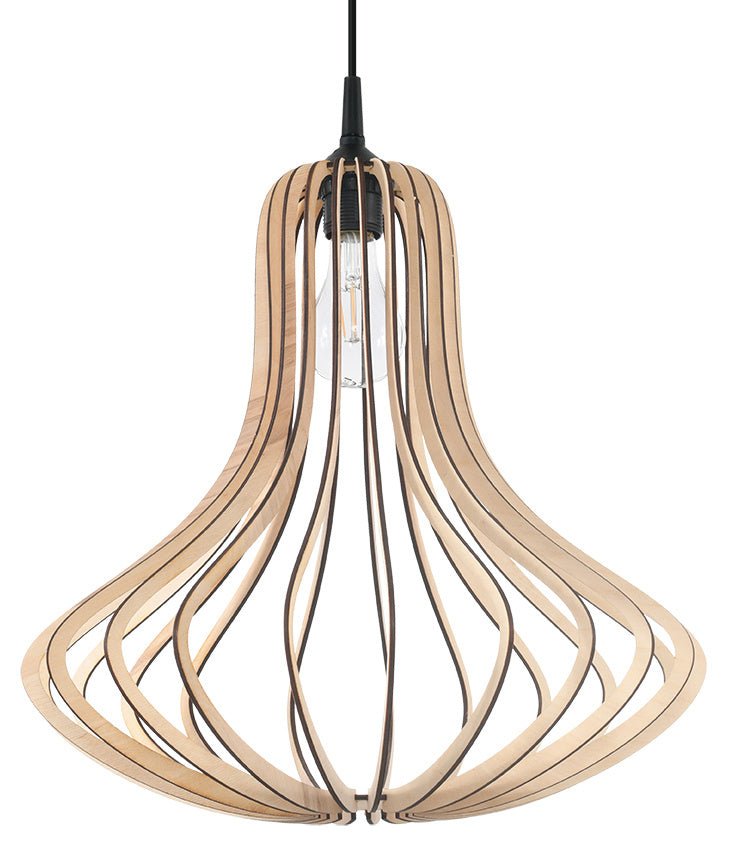Sollux lighting LED pendant lamp ELZA with E27 fitting, warm wood finish