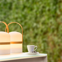 Lucide JOE rechargeable LED table lamp IP44 White, 3W dim to warm 2800K-3200K, USB charging, indoor outdoor use