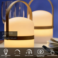 Lucide JOE rechargeable LED table lamp IP44 White, 3W dim to warm 2800K-3200K, USB charging, indoor outdoor use