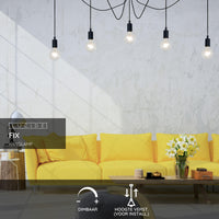 Lucide FIX moderne hængelampe, 5xE27 fatninger, Sort metal, rundt design, justerbar højde, IP20