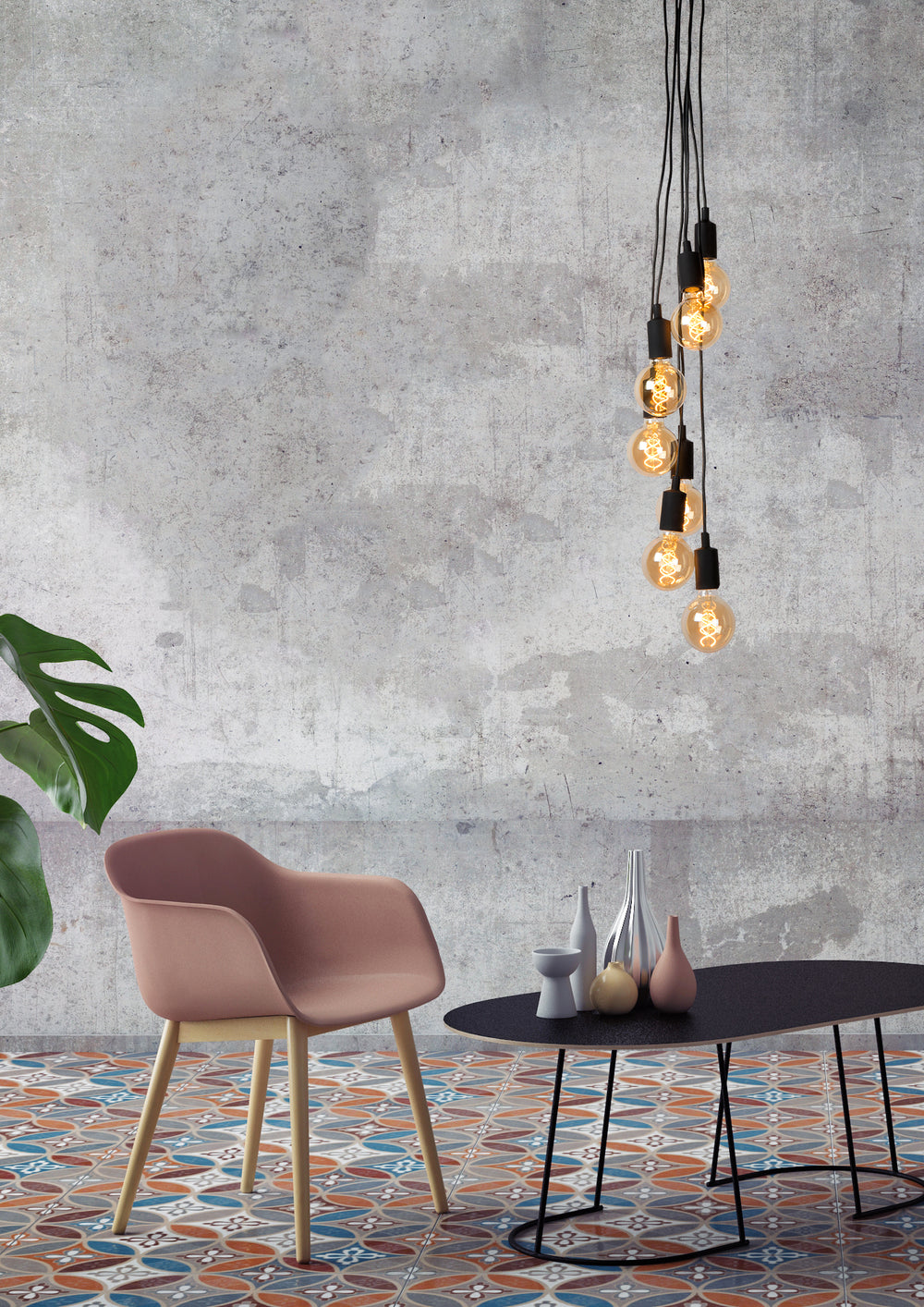 Lucide FIX moderne hængelampe, 7xE27 fatninger, Sort rundt metaldesign, justerbar højde, IP20, 220-240V