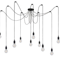 Lucide FIX multi hanging light, 10xE27 sockets, Black metal frame, adjustable height, modern ceiling lamp