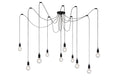 Lucide FIX multi hængelampe, 10xE27 fatninger, sort metalramme, justerbar højde, moderne loftlampe