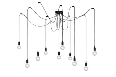 Lucide FIX multi hængelampe, 10xE27 fatninger, sort metalramme, justerbar højde, moderne loftlampe