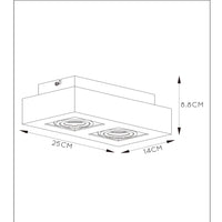 Lucide XIRAX LED loftspot, 2x5W GU10, dim to warm 2200K-3000K, IP20, Hvid aluminium