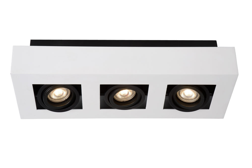 Lucide XIRAX LED loftspot, 3x5W GU10, dim to warm 2200K-3000K, IP20, Hvid aluminium