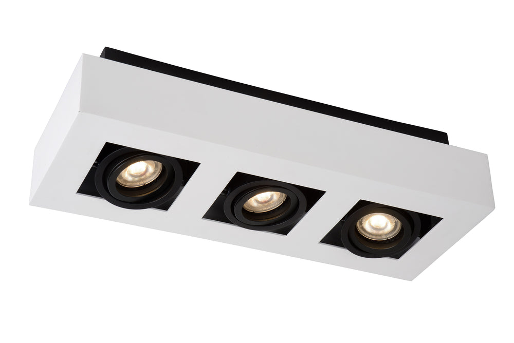 Lucide XIRAX LED loftspot, 3x5W GU10, dim to warm 2200K-3000K, IP20, Hvid aluminium
