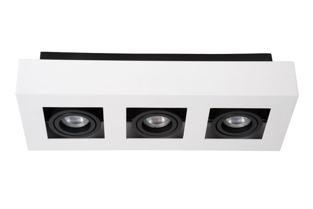 Lucide XIRAX LED loftspot, 3x5W GU10, dim to warm 2200K-3000K, IP20, Hvid aluminium