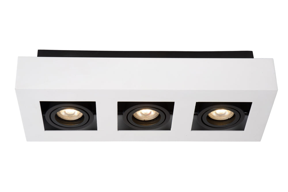 Lucide XIRAX LED loftspot, 3x5W GU10, dim to warm 2200K-3000K, IP20, Hvid aluminium