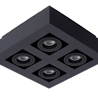 Lucide XIRAX LED loftspot 4x5W GU10 dim to warm 2200K-3000K Sort aluminium moderne firkantet IP20