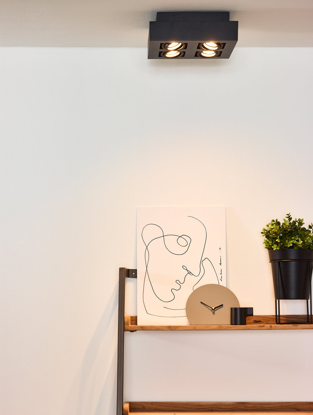 Lucide XIRAX LED loftspot 4x5W GU10 dim to warm 2200K-3000K Sort aluminium moderne firkantet IP20