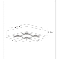 Lucide XIRAX LED loftspot 4x5W GU10 dim to warm 2200K-3000K Sort aluminium moderne firkantet IP20