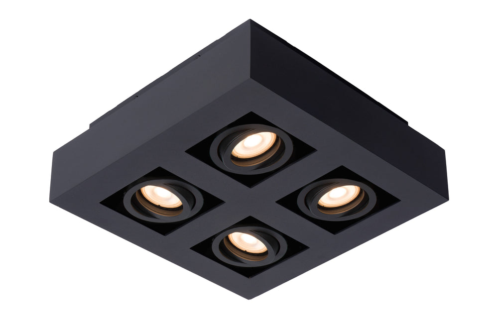 Lucide XIRAX LED loftspot 4x5W GU10 dim to warm 2200K-3000K Sort aluminium moderne firkantet IP20