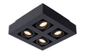 Lucide XIRAX LED loftspot 4x5W GU10 dim to warm 2200K-3000K Sort aluminium moderne firkantet IP20