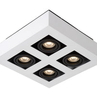 Lucide XIRAX LED ceiling spotlight, 4x5W GU10, dim to warm 2200K-3000K, IP20, square White aluminium