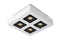 Lucide XIRAX LED loftspot, 4x5W GU10, dim to warm 2200K-3000K, IP20, firkantet Hvid aluminium