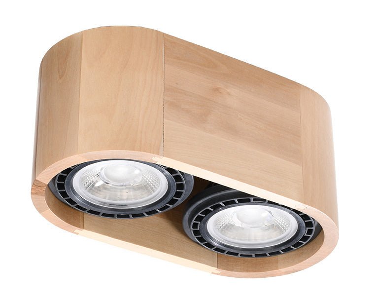 Sollux Lighting plafondspot BASIC 2 LED lamp, natural wood finish, CRI 80-89, IP20