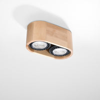 Sollux Lighting plafondspot BASIC 2 LED lamp, natural wood finish, CRI 80-89, IP20