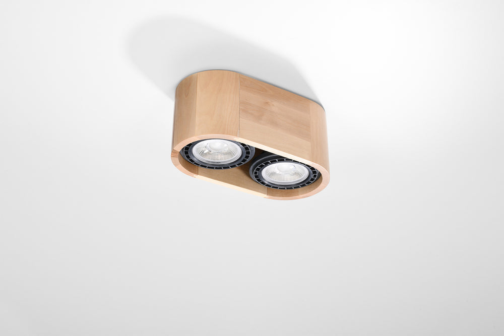Sollux Lighting plafondspot BASIC 2 LED lamp, natural wood finish, CRI 80-89, IP20