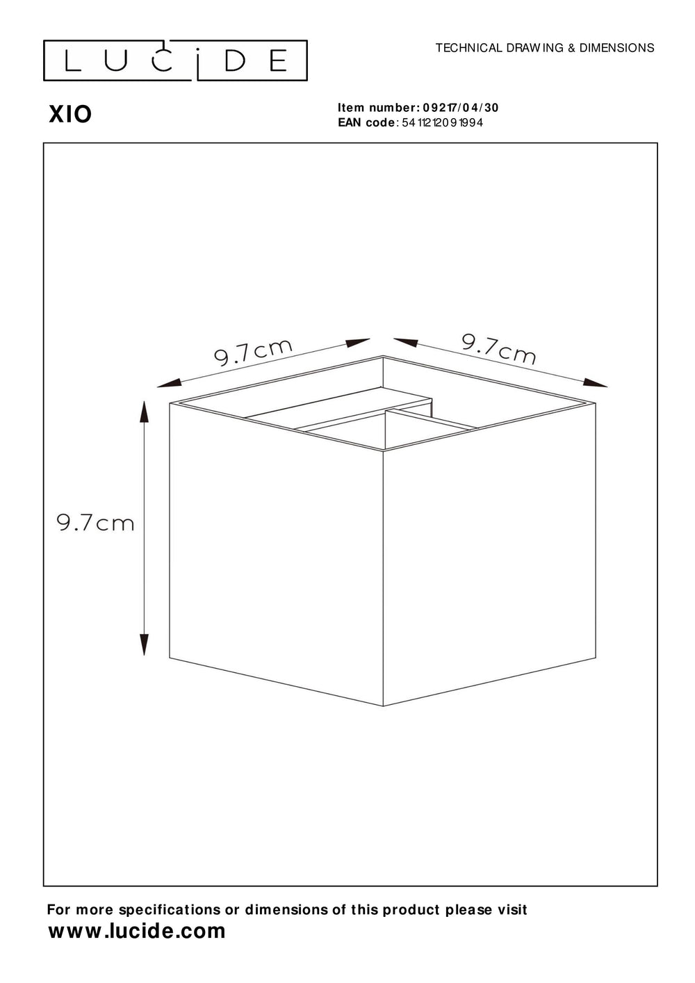 Lucide XIO LED væglampe dæmpbar G9 1x4W 2700K justerbar lysvinkel Sort moderne firkantet design
