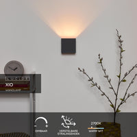 Lucide XIO LED væglampe, dæmpbar G9 1x4W 2700K, justerbar lysvinkel, Mørkegrå, moderne firkantet design