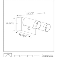 Lucide TAYLOR væglampe med 2xGU10, IP54 bevægelsessensor, sand sort aluminium moderne udendørs spot