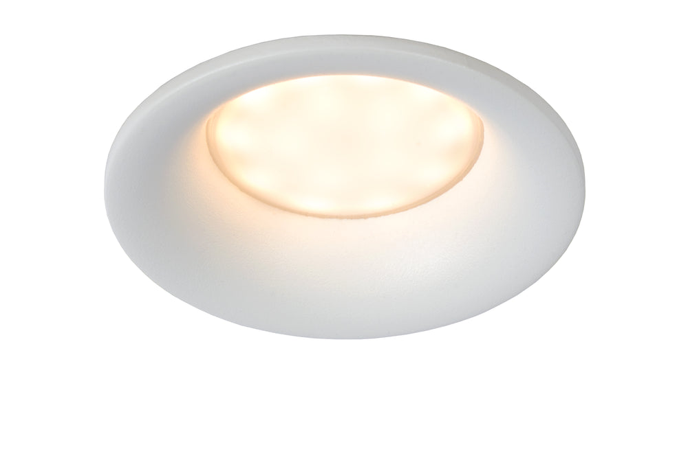 Lucide ZIVA LED recessed bathroom spotlight, GU10 socket, IP44, round aluminium, Sand White, Ø84mm