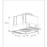 Lucide TRIMLESS firkantet indbygget spot, 1xGU10, max 50W, dæmpbar, IP20, Sand Sort aluminium