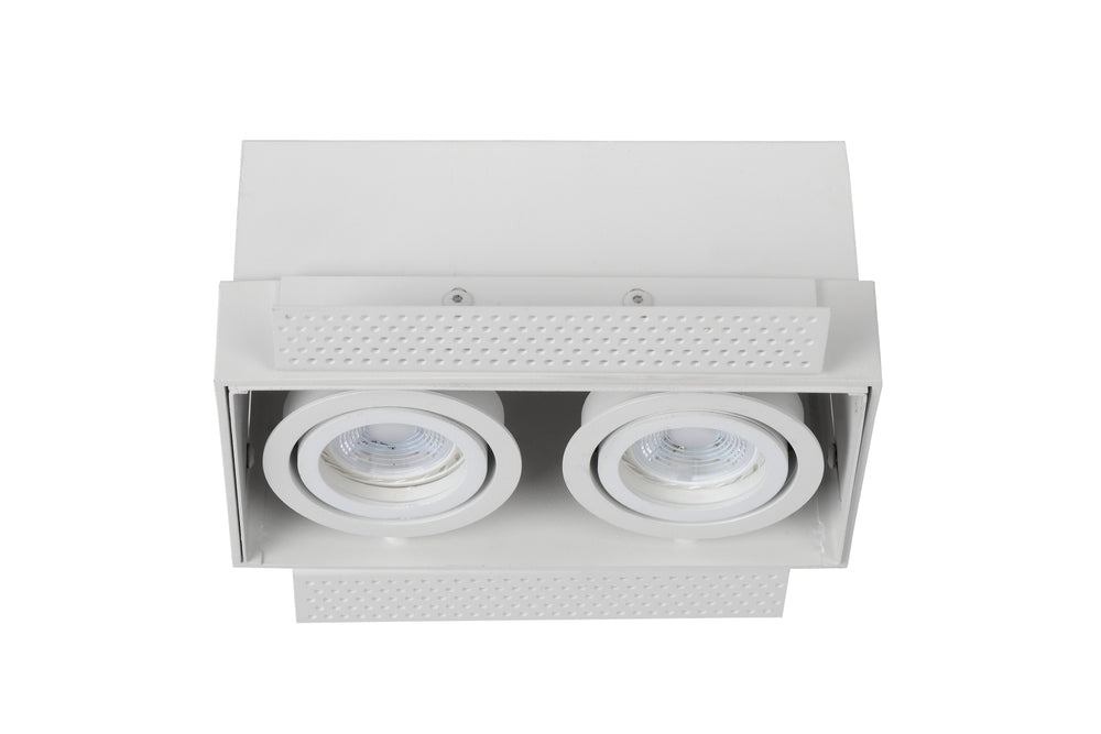 Lucide TRIMLESS recessed spot light 2xGU10, aluminium, tiltable, dimmable, IP20, White, 185x97mm