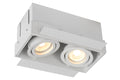 Lucide TRIMLESS recessed spot light 2xGU10, aluminium, tiltable, dimmable, IP20, White, 185x97mm