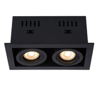 Lucide CHIMNEY recessed spotlight 2xGU10 Sand Black Aluminium IP20 220-240V 205x115mm modern design