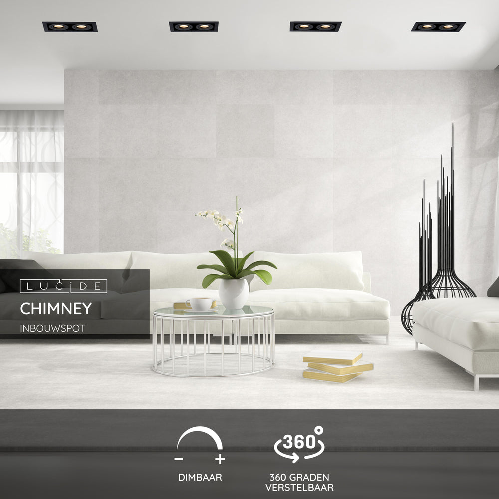 Lucide CHIMNEY indbygget spot 2xGU10 Sand Sort Aluminium IP20 220-240V 205x115mm moderne design
