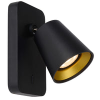 Lucide TURNON LED væglampe Sort/Guld 1x5W GU10 2200K-3000K dim to warm aluminium moderne design IP20