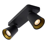Lucide TURNON LED loftspot, 2x5W GU10, dim to warm 2200K-3000K, Sort Aluminium, IP20