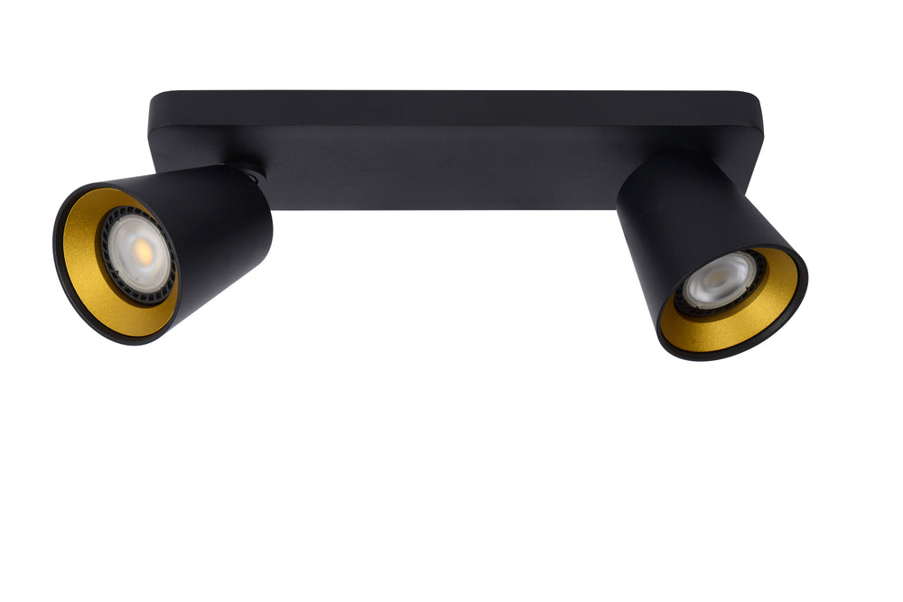 Lucide TURNON LED loftspot, 2x5W GU10, dim to warm 2200K-3000K, Sort Aluminium, IP20
