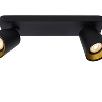 Lucide TURNON LED loftspot, 2x5W GU10, dim to warm 2200K-3000K, Sort Aluminium, IP20