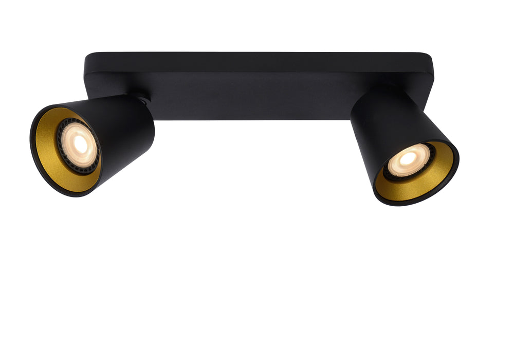 Lucide TURNON LED loftspot, 2x5W GU10, dim to warm 2200K-3000K, Sort Aluminium, IP20