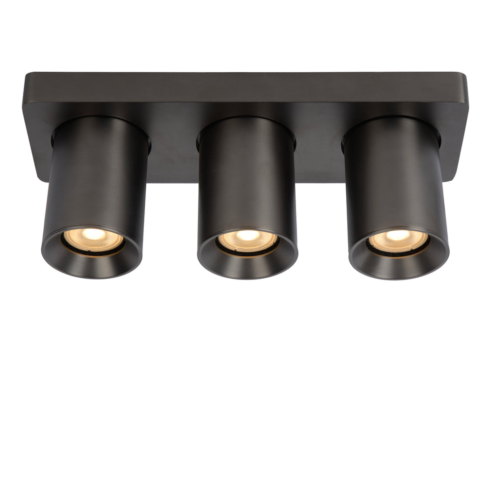 Lucide NIGEL LED loftspot 3x5W GU10 dim to warm 2200K-3000K 960 lumen Antracit IP20 justerbar