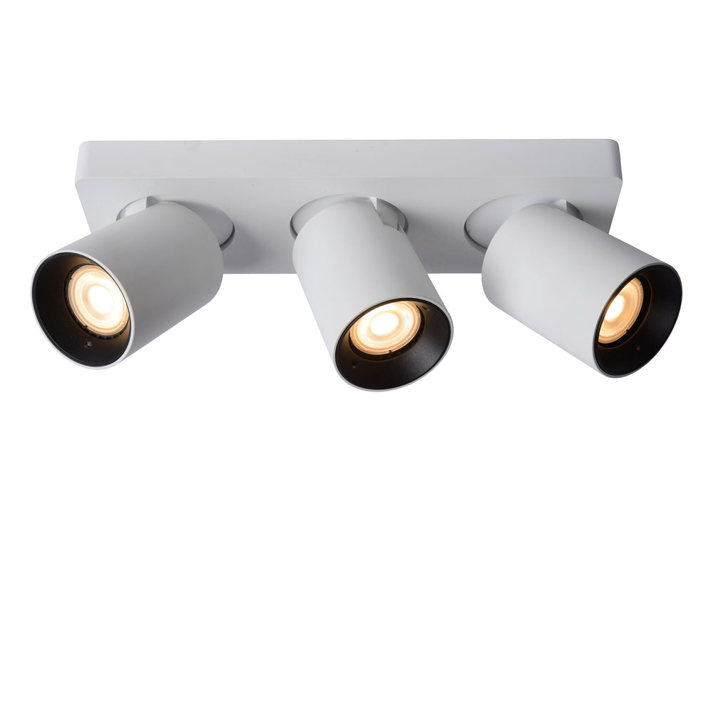 Lucide NIGEL LED loftspot, 3x5W GU10 dim to warm 2200K-3000K, justerbar aluminium Hvid, IP20